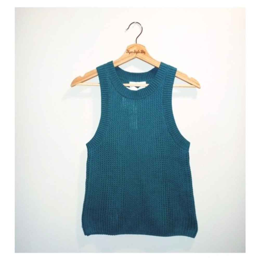 Anthropologie Turquoise Sleeveless Sweater - Picture 2 of 5